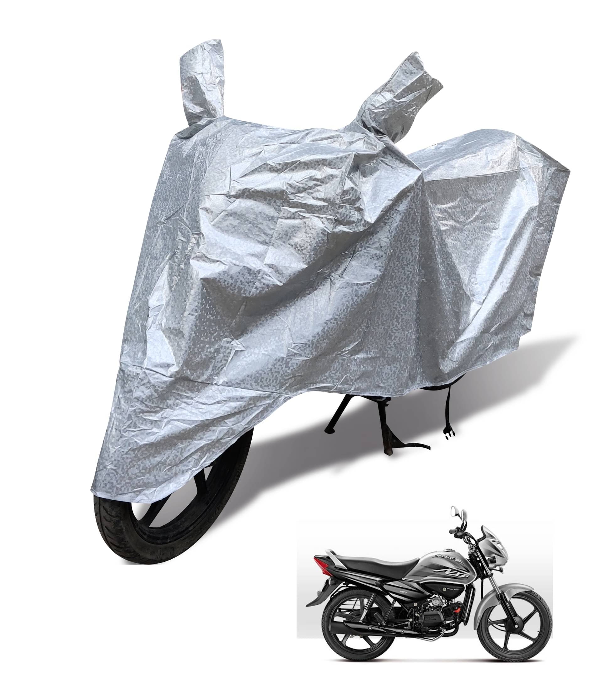 Mockhe Bike Body Cover for Hero Splendor NXG ( Pack of 1 ) , Silver Mockhe Bike Body Cover for Hero Splendor NXG ( Pack of 1 ) , Silver