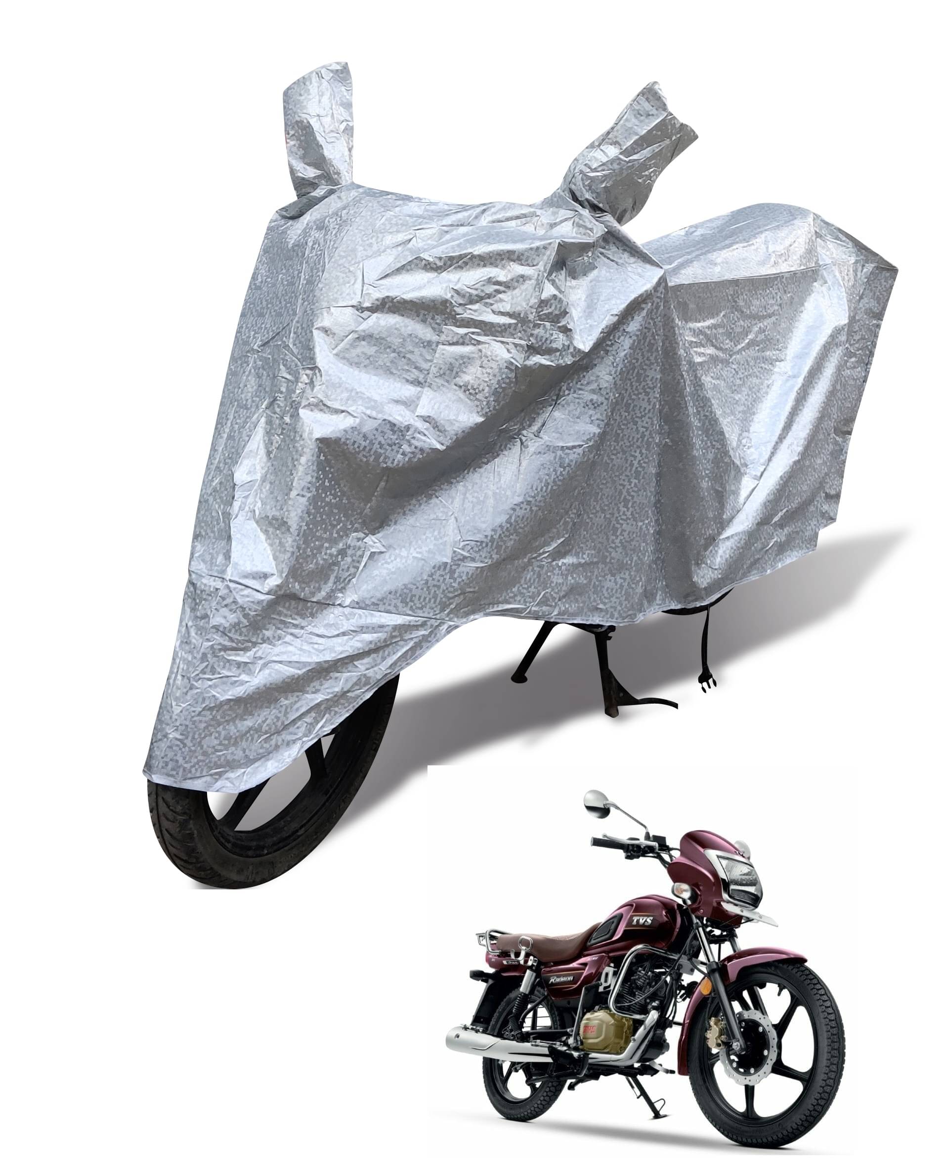Mockhe Bike Body Cover for TVS All Bike Models ( Pack of 1 ) , Silver Mockhe Bike Body Cover for TVS All Bike Models ( Pack of 1 ) , Silver