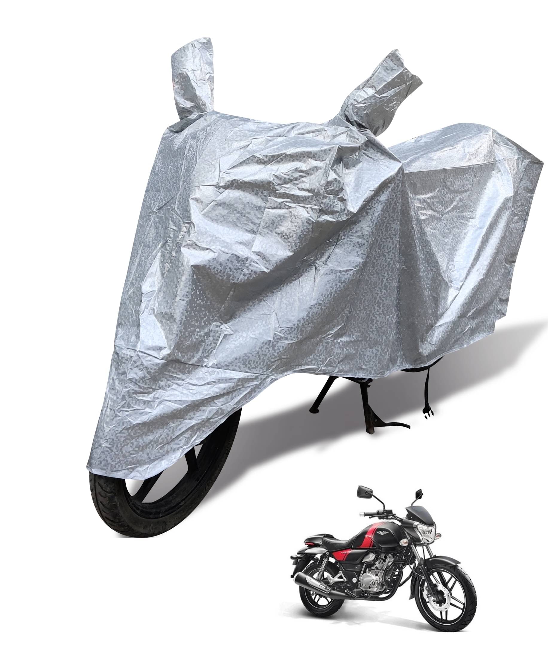 Mockhe Bike Body Cover for Bajaj All Bike Models ( Pack of 1 ) , Silver Mockhe Bike Body Cover for Bajaj All Bike Models ( Pack of 1 ) , Silver