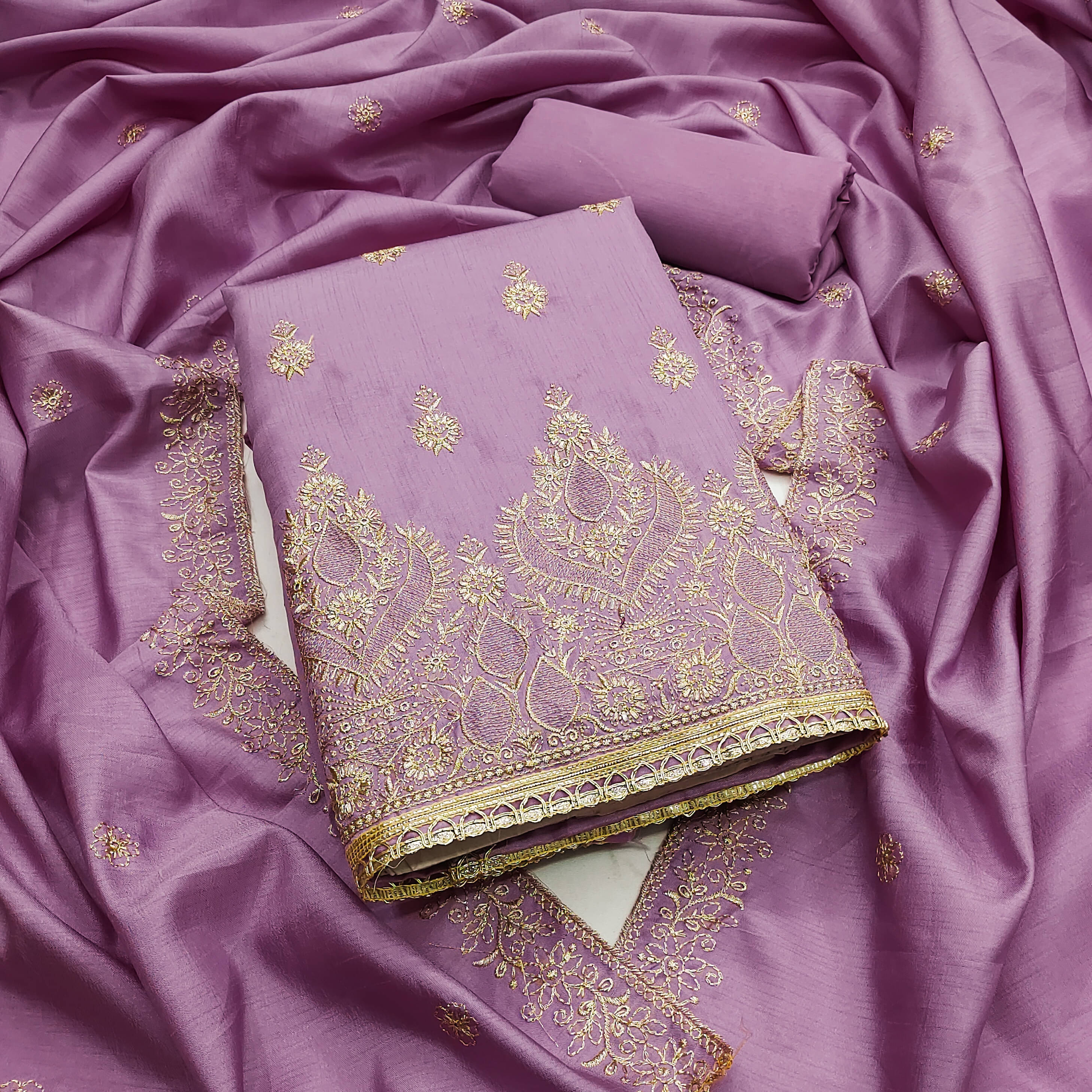 Nayanthara Trends Unstitched Cotton Embroidered Dress Material - Purple ( Pack of 1 ) Nayanthara Trends Unstitched Cotton Embroidered Dress Material - Purple ( Pack of 1 )