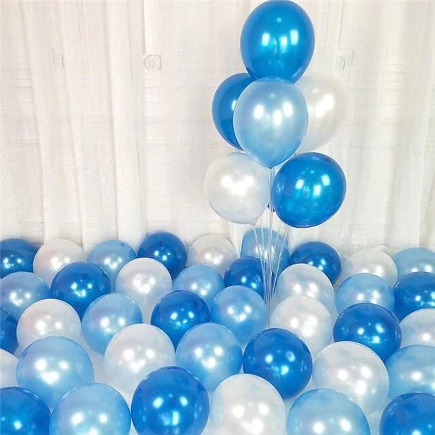     			PartyBooms Blue Sky Blue White Balloons Pack of 100 for birthday decoration items also suitable for Anniversary, Wedding, Celebration, Party