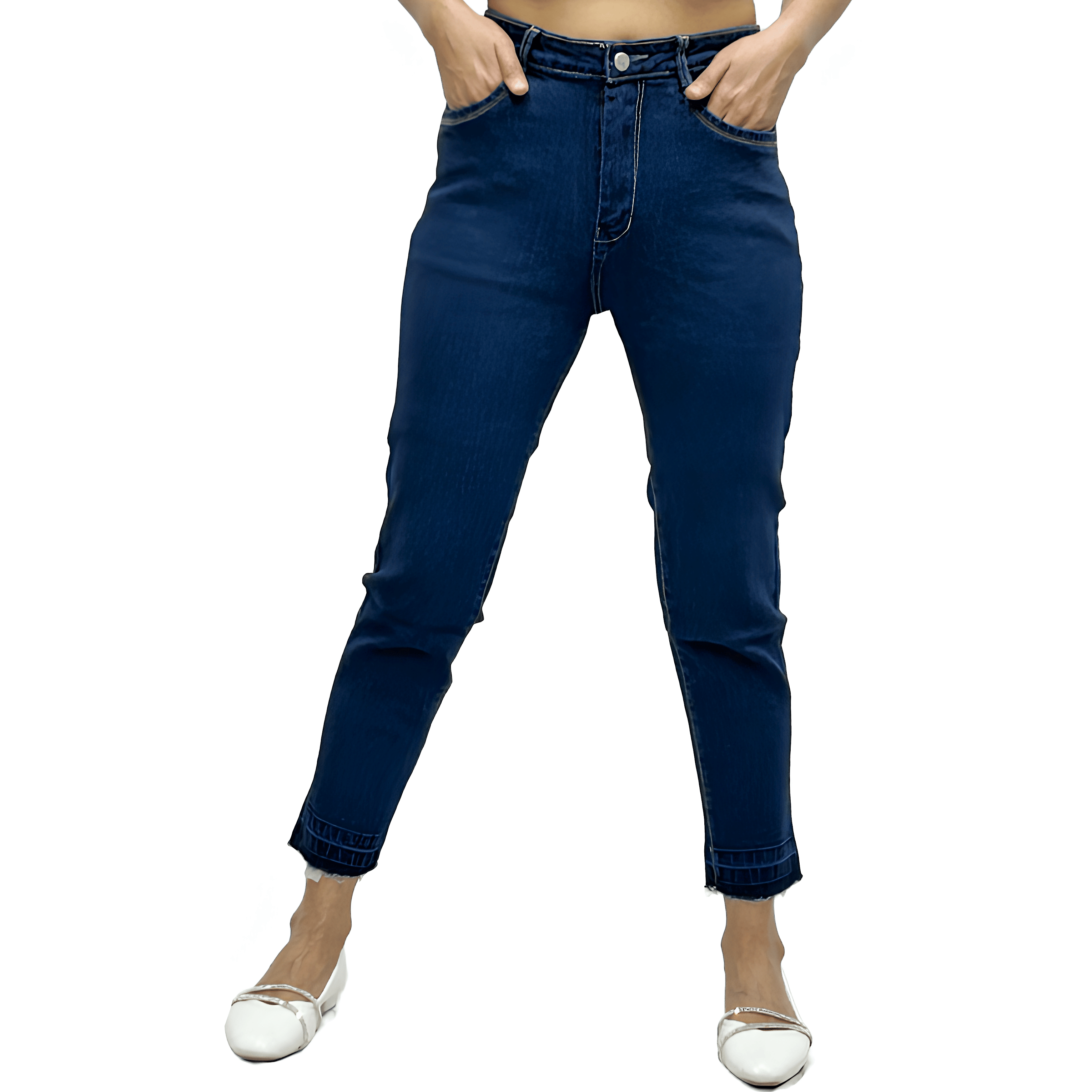     			Reoutlook Pack of 1 Denim Slim Women's Cigarette Pants ( Blue )