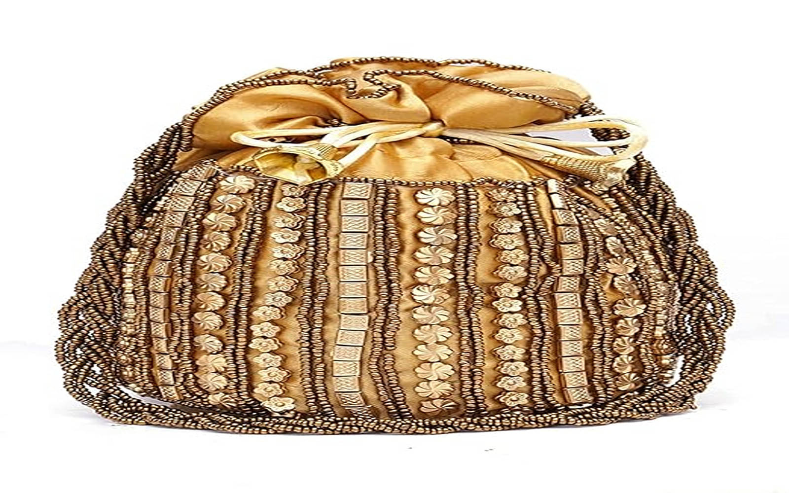     			Shakuntla Vintage Gold Fabric Potli