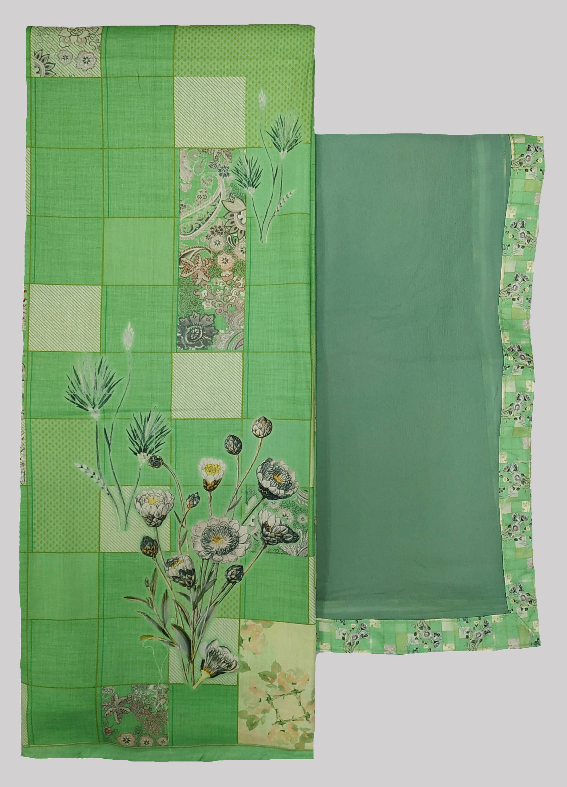Soul Essence Unstitched Cotton Printed Dress Material - Green ( Pack of 1 )     			Soul Essence Unstitched Cotton Printed Dress Material - Green ( Pack of 1 )