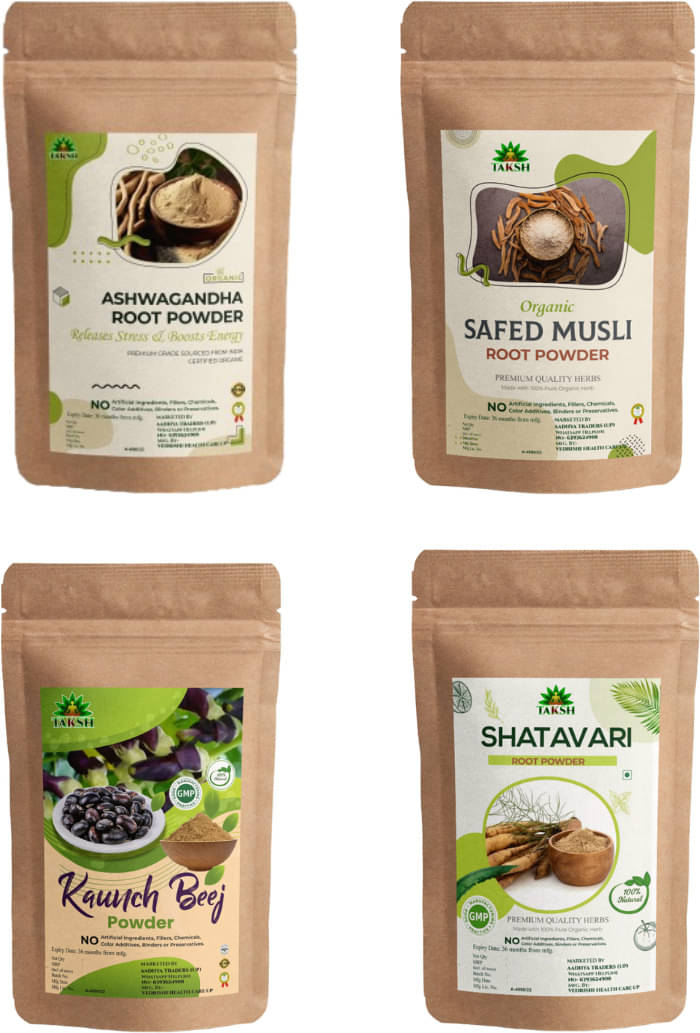     			Taksh Ashwagandha Safed Musli Kaunch Seed Shatavari Powder Combo 100gm (Pack of 4)