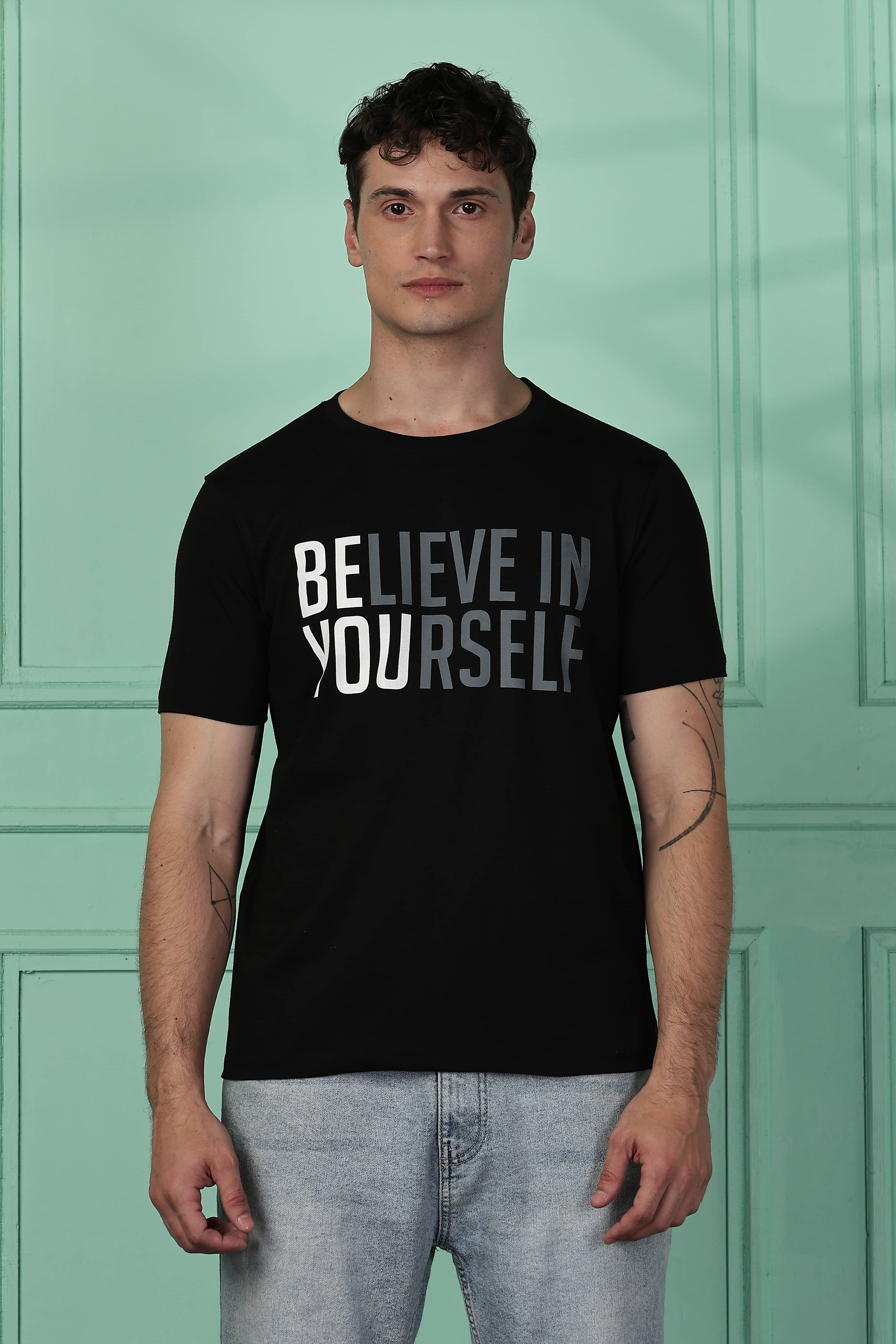 Y.O.U. 100% Cotton Regular Fit Printed Half Sleeves Men's Round T-Shirt - Black ( Pack of 1 ) Y.O.U. 100% Cotton Regular Fit Printed Half Sleeves Men's Round T-Shirt - Black ( Pack of 1 )