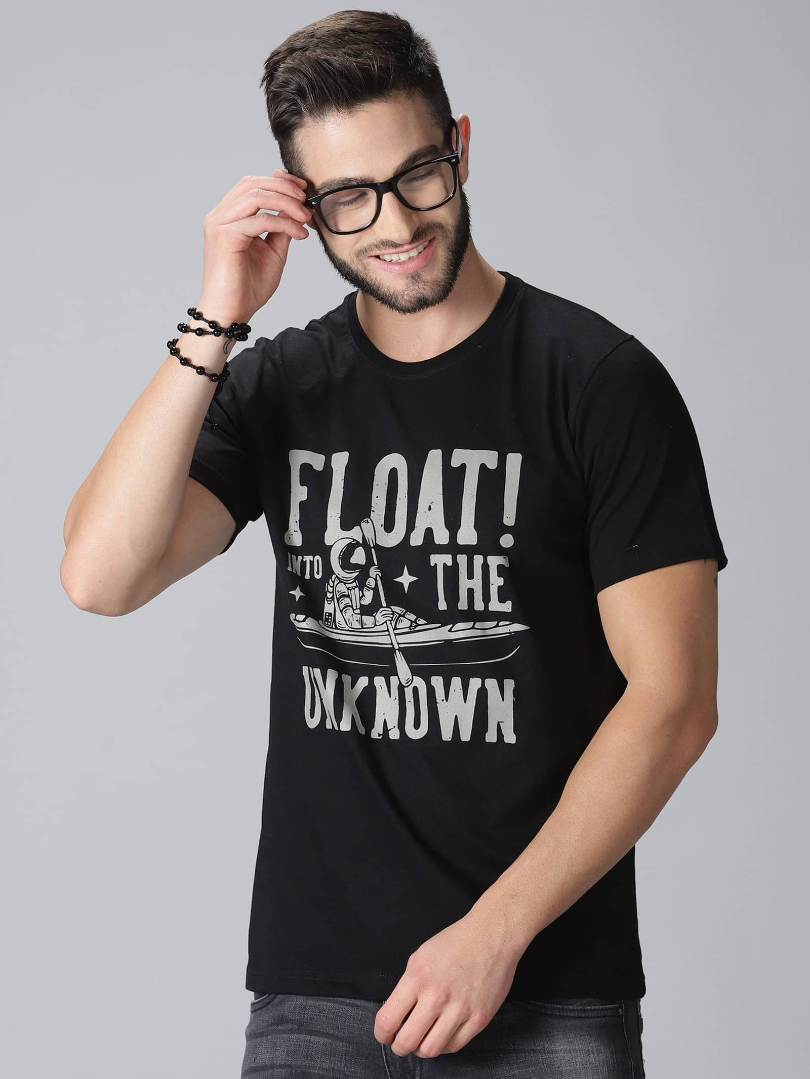 Y.O.U. 100% Cotton Oversized Fit Printed Half Sleeves Men's Round T-Shirt - Black ( Pack of 1 ) Y.O.U. 100% Cotton Oversized Fit Printed Half Sleeves Men's Round T-Shirt - Black ( Pack of 1 )