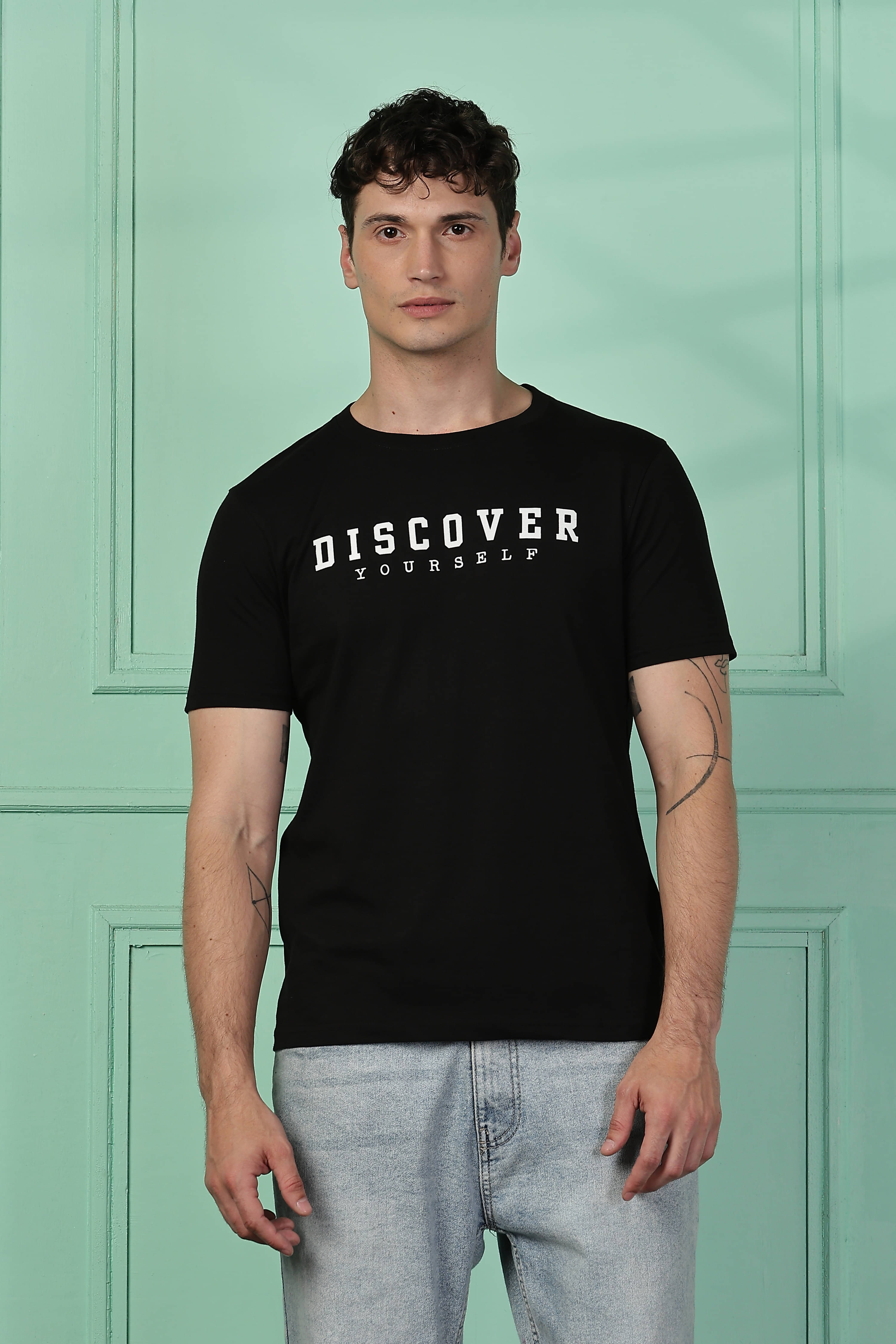 Y.O.U. 100% Cotton Regular Fit Printed Half Sleeves Men's Round T-Shirt - Black ( Pack of 1 ) Y.O.U. 100% Cotton Regular Fit Printed Half Sleeves Men's Round T-Shirt - Black ( Pack of 1 )