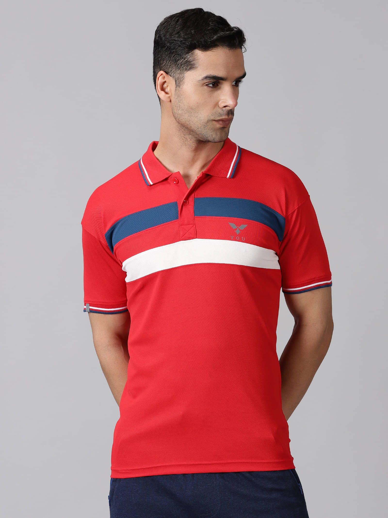 Y.O.U. Pack of 1 Polyester Slim Fit Colorblock Half Sleeves Men's Polo T Shirt ( Red ) Y.O.U. Pack of 1 Polyester Slim Fit Colorblock Half Sleeves Men's Polo T Shirt ( Red )
