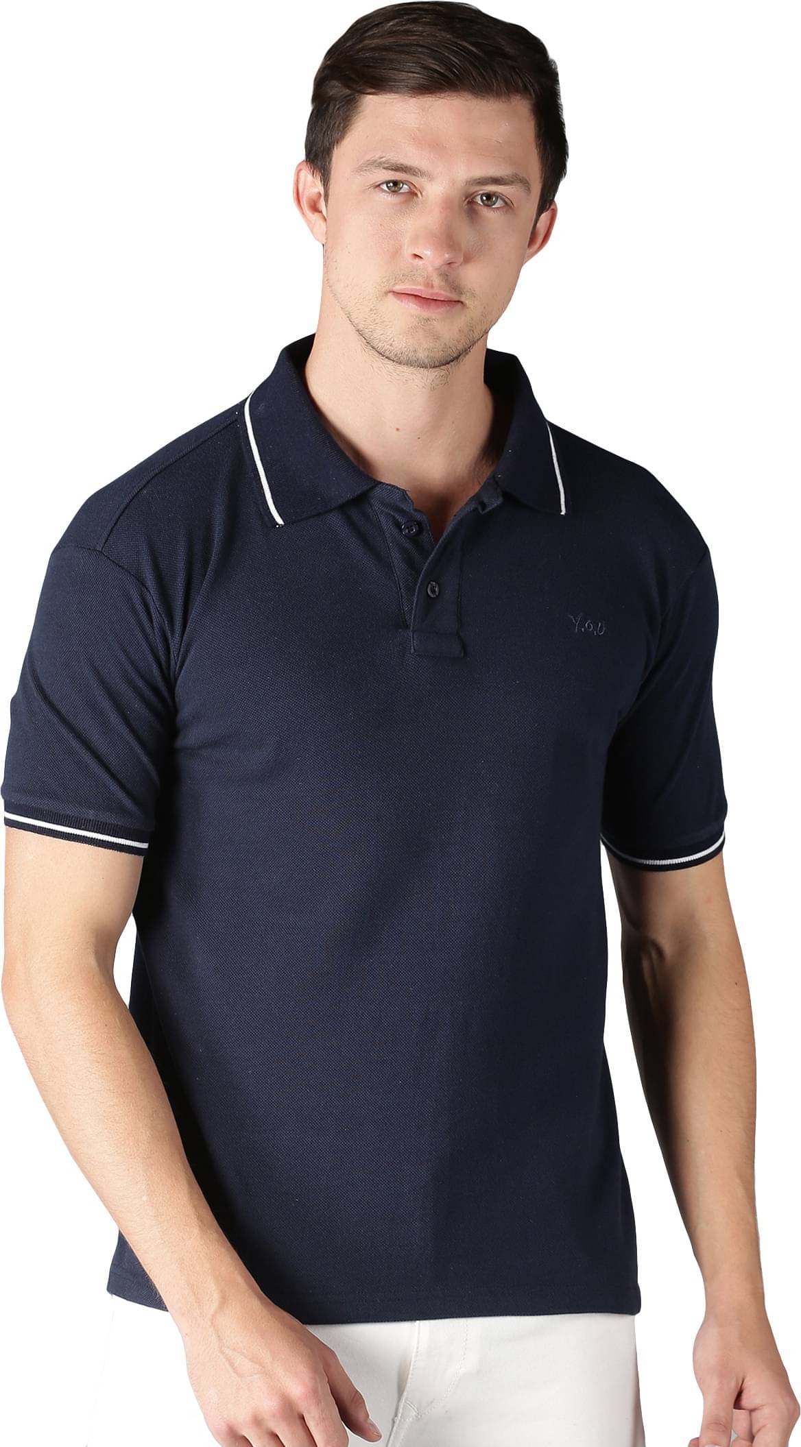 Y.O.U. Pack of 1 Cotton Regular Fit Solid Half Sleeves Men's Polo T Shirt ( Navy Blue ) Y.O.U. Pack of 1 Cotton Regular Fit Solid Half Sleeves Men's Polo T Shirt ( Navy Blue )