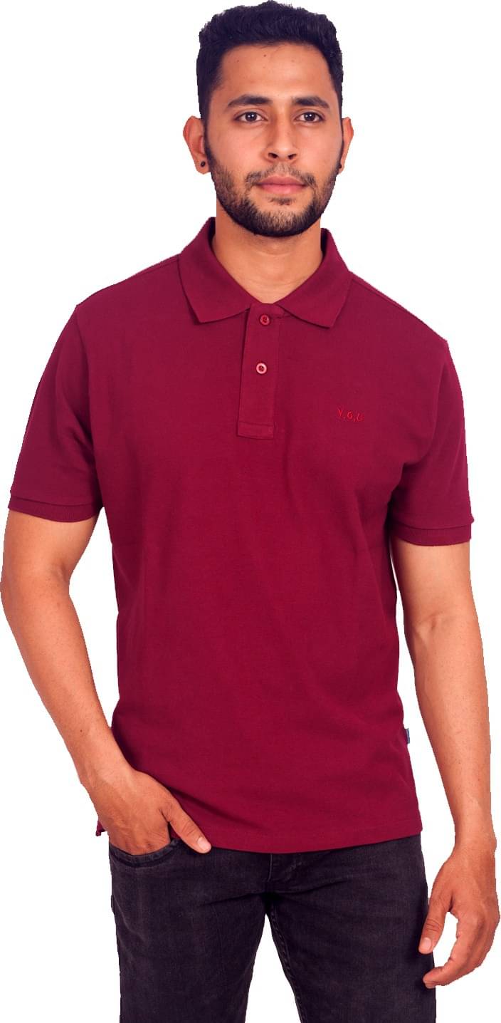     			Y.O.U. Pack of 1 Cotton Regular Fit Solid Half Sleeves Men's Polo T Shirt ( Maroon )