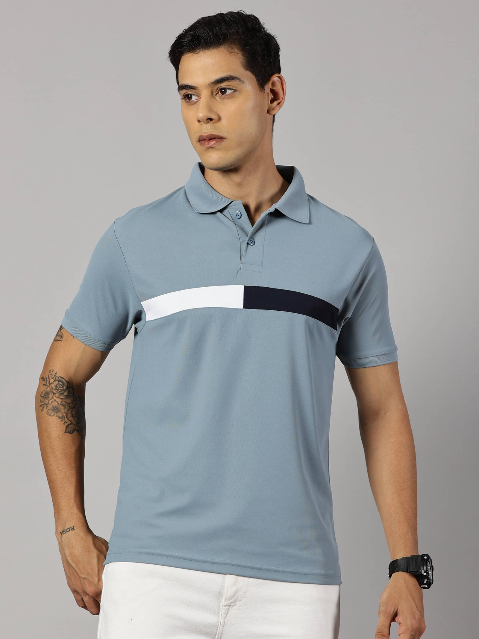 Y.O.U. Pack of 1 Polyester Slim Fit Colorblock Half Sleeves Men's Polo T Shirt ( Grey ) Y.O.U. Pack of 1 Polyester Slim Fit Colorblock Half Sleeves Men's Polo T Shirt ( Grey )