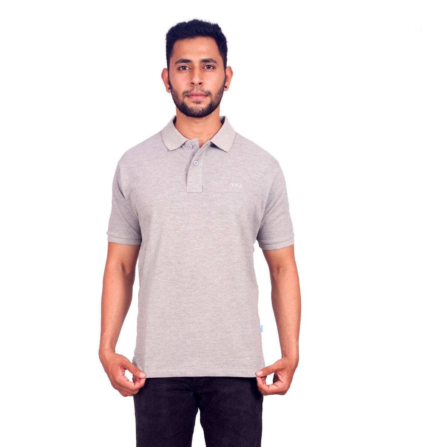     			Y.O.U. Pack of 1 Cotton Regular Fit Solid Half Sleeves Men's Polo T Shirt ( Grey )