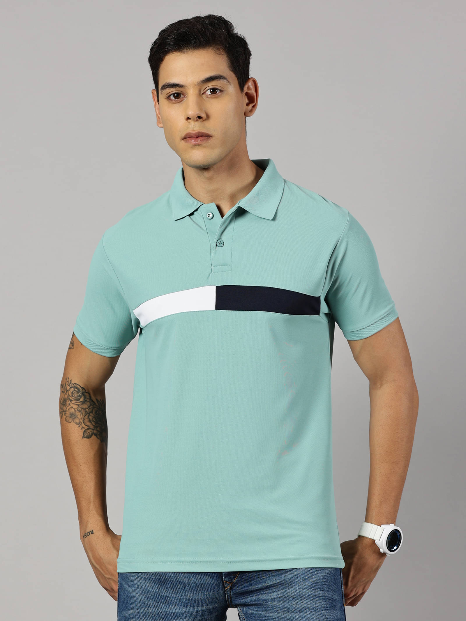 Y.O.U. Pack of 1 Polyester Slim Fit Colorblock Half Sleeves Men's Polo T Shirt ( Green ) Y.O.U. Pack of 1 Polyester Slim Fit Colorblock Half Sleeves Men's Polo T Shirt ( Green )