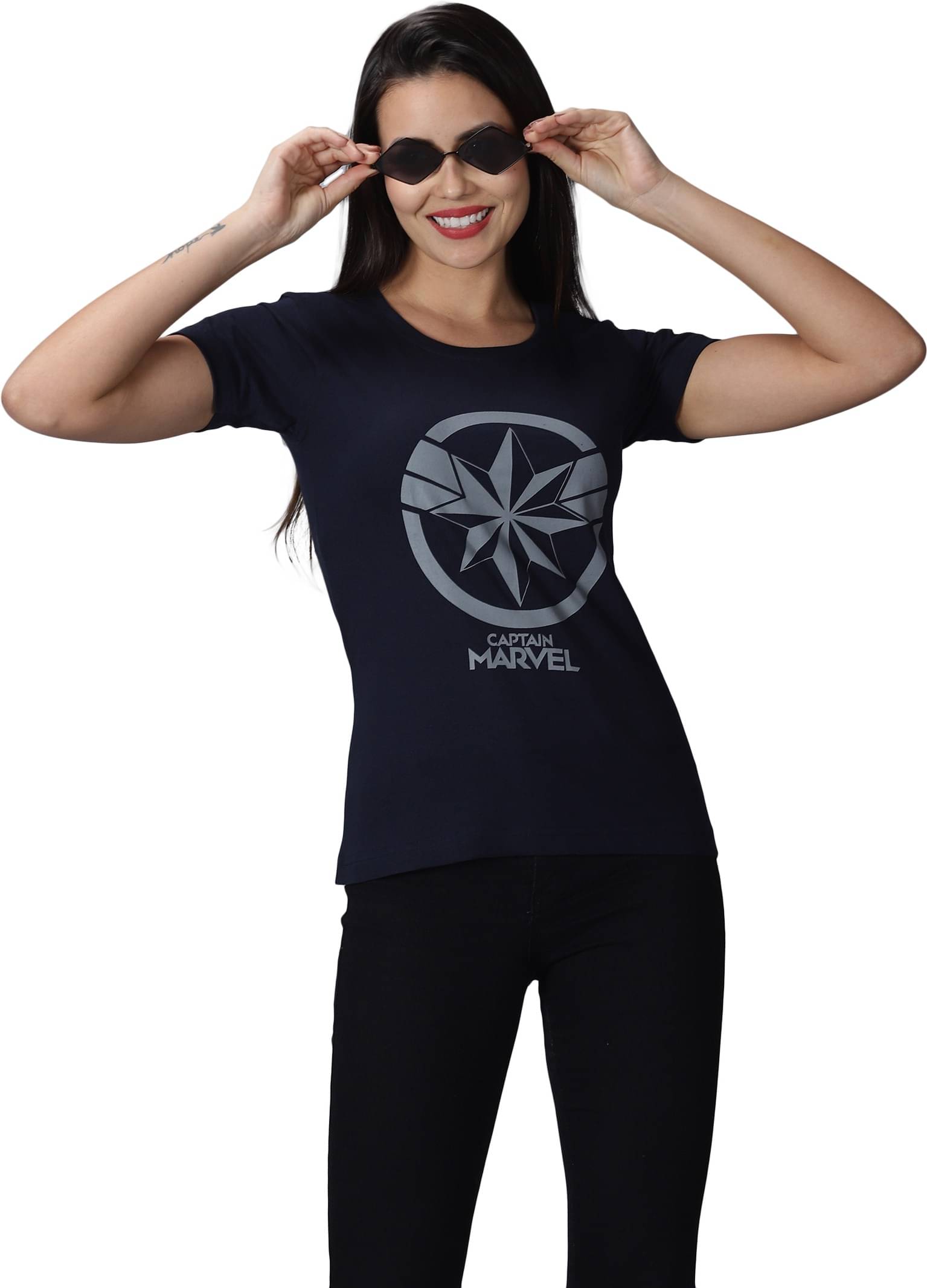 Y.O.U. Women Cotton Printed Regular Fit Round Neck T-Shirt ( Blue )     			Y.O.U. Women Cotton Printed Regular Fit Round Neck T-Shirt ( Blue )