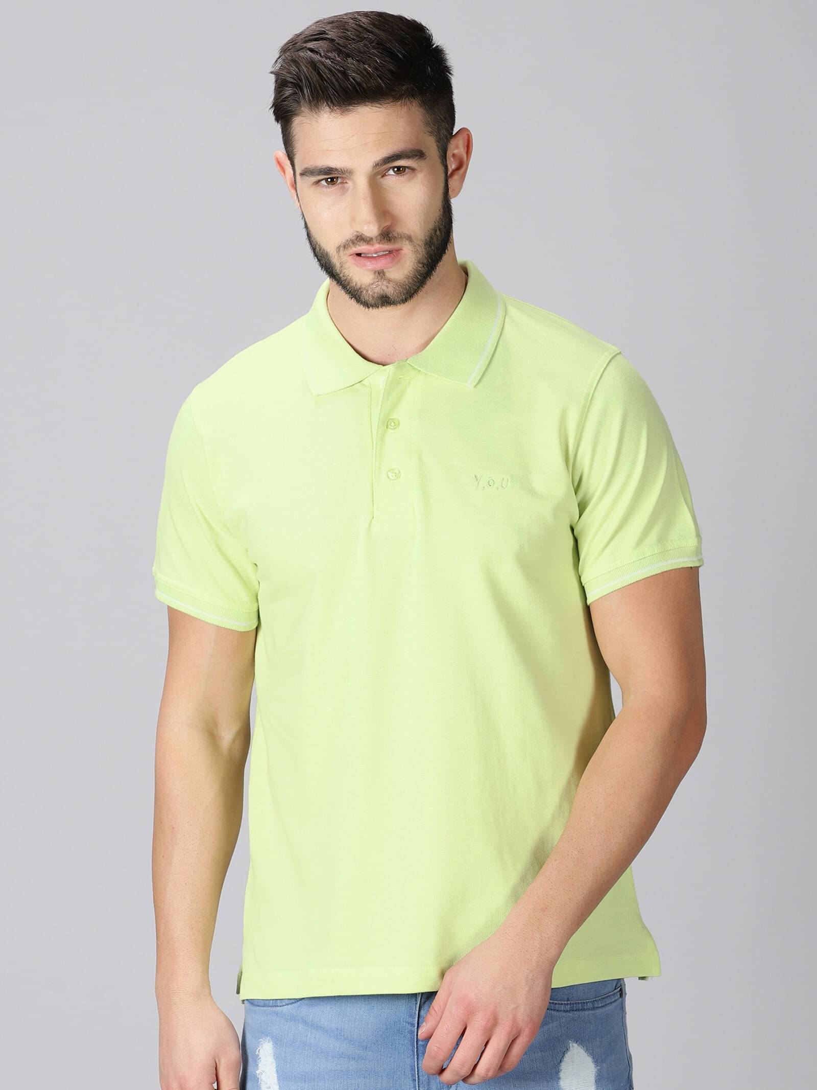 Y.O.U. Pack of 1 Cotton Regular Fit Solid Half Sleeves Men's Polo T Shirt ( Green ) Y.O.U. Pack of 1 Cotton Regular Fit Solid Half Sleeves Men's Polo T Shirt ( Green )