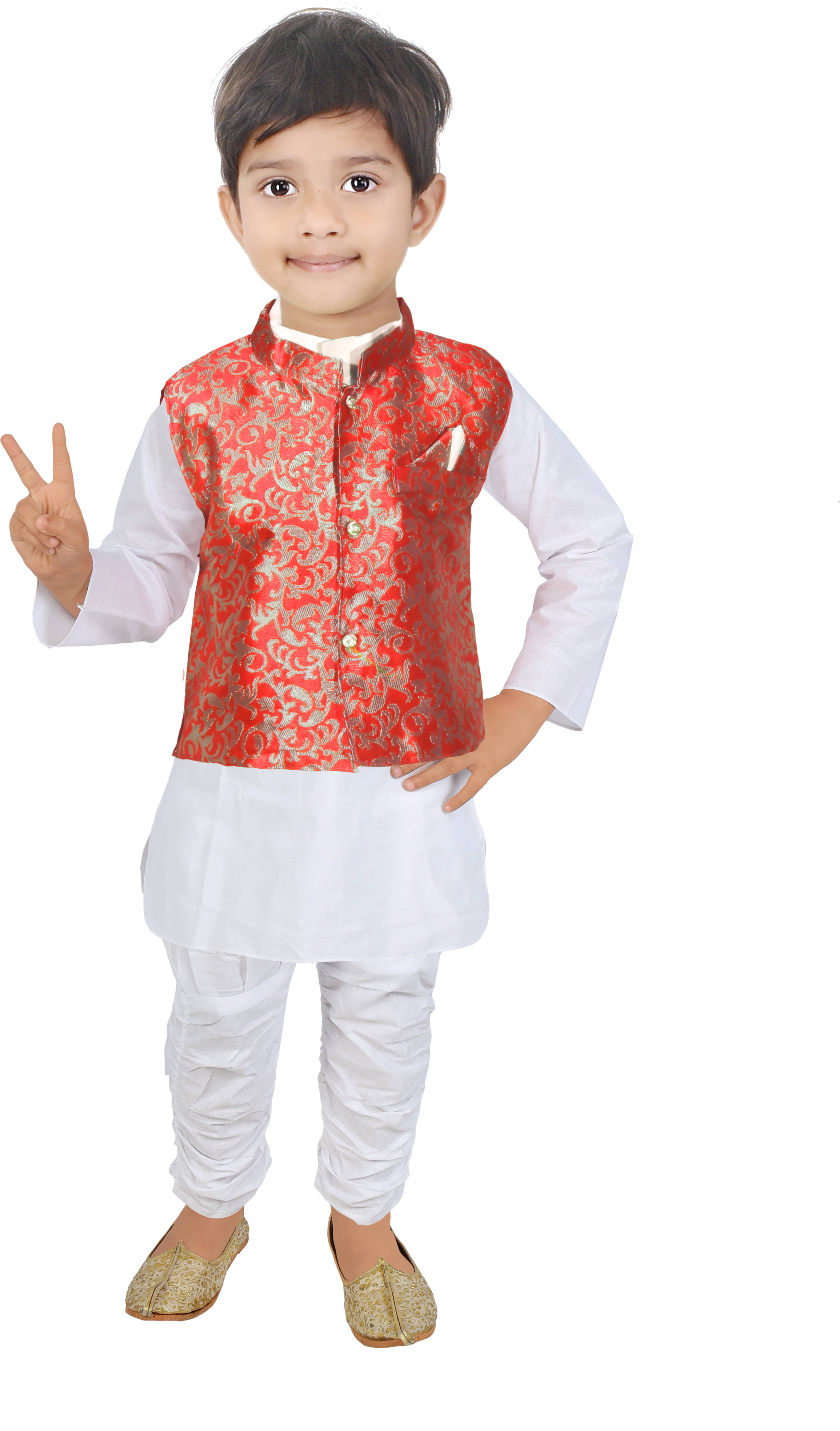    			hrr Baby Boys Cotton Blend Red Kurta Pyjama Set ( Pack of 1 )