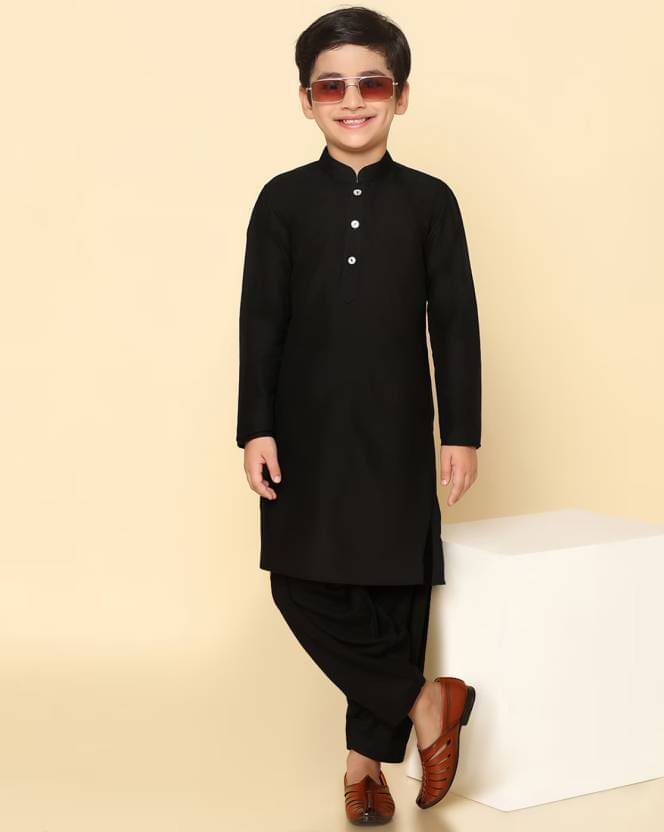 hrr Baby Boys Cotton Blend Black Kurta Pyjama Set ( Pack of 1 ) hrr Baby Boys Cotton Blend Black Kurta Pyjama Set ( Pack of 1 )