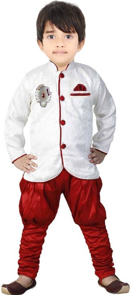 hrr Baby Boys Silk Ethnic - Pattern Kurta Churidar Set ( Red , Pack of 1 )     			hrr Baby Boys Silk Ethnic - Pattern Kurta Churidar Set ( Red , Pack of 1 )