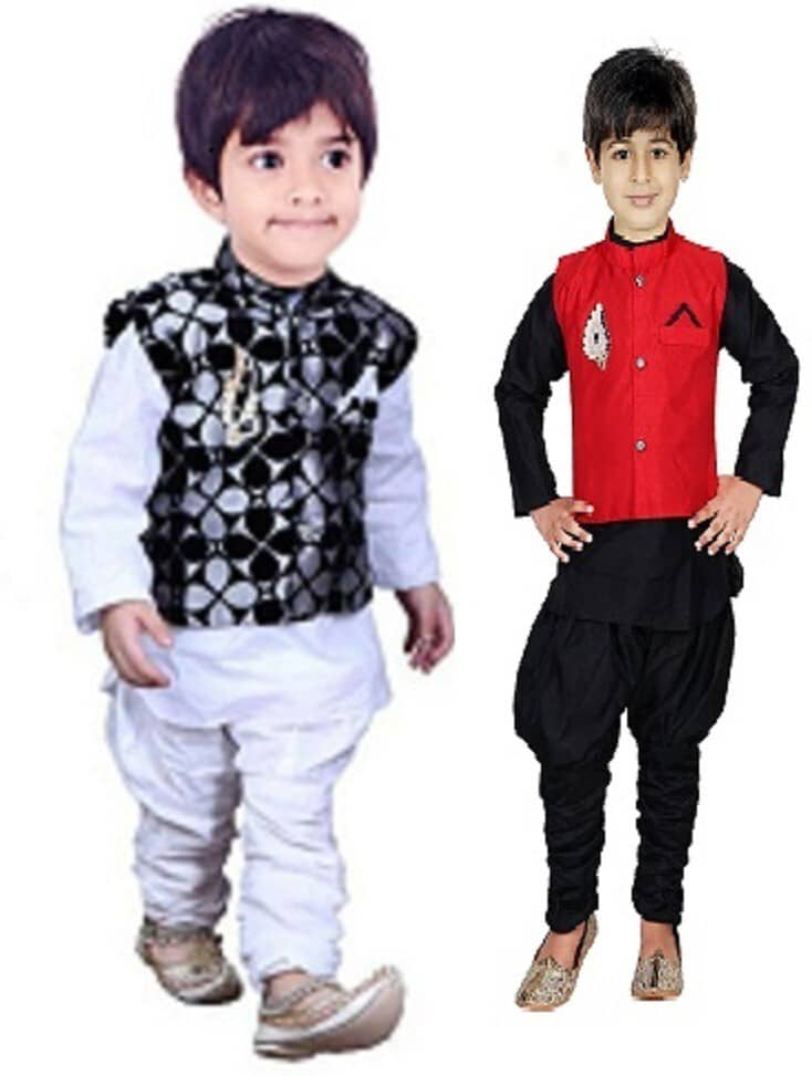 hrr Baby Boys Silk Ethnic - Pattern Kurta Pyjama Set ( Black , Pack of 2 ) - Kurtas & Kurta Sets | Buy online on ZillyBuy