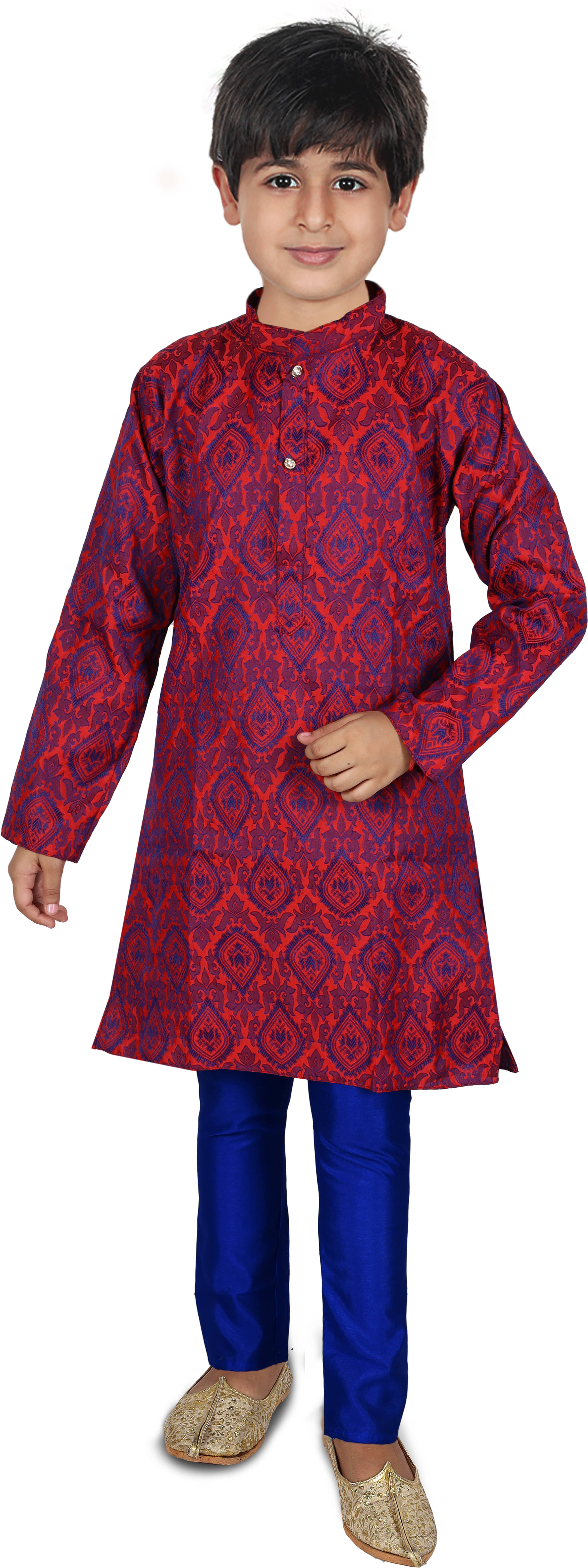hrr Boys Cotton Blend Ethnic - Pattern Kurta Pyjama Set ( Blue , Pack of 1 ) - Kurtas & Kurta Sets | Buy online on ZillyBuy