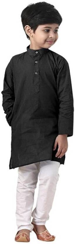 hrr Boys Cotton Blend Solid - Pattern Kurta Pyjama Set ( Black , Pack of 1 ) hrr Boys Cotton Blend Solid - Pattern Kurta Pyjama Set ( Black , Pack of 1 )