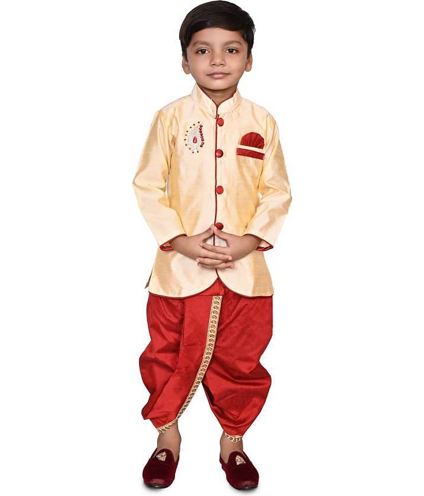 hrr Boys Cotton Blend Solid - Pattern Dhoti Kurta Set ( Beige , Pack of 1 ) - Kurtas & Kurta Sets | Buy online on ZillyBuy