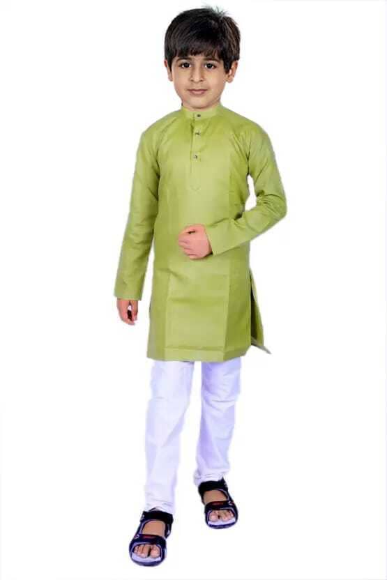 hrr Boys Cotton Blend Light Green Kurta Pyjama Set ( Pack of 1 ) - Kurtas & Kurta Sets | Buy online on ZillyBuy