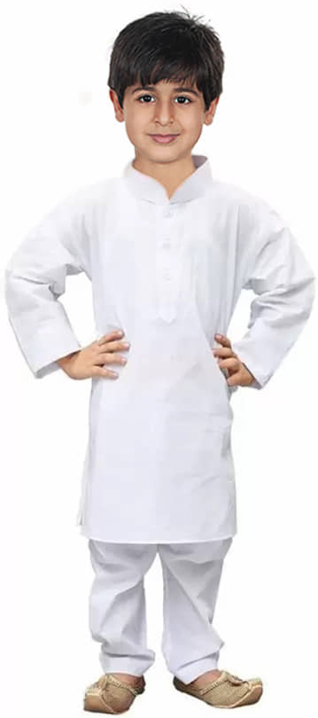 hrr Boys Cotton Blend White Kurta Pyjama Set ( Pack of 1 ) - Kurtas & Kurta Sets | Buy online on ZillyBuy