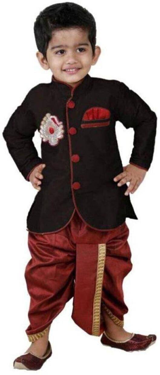 hrr Boys Silk Black Dhoti Kurta Set ( Pack of 1 ) hrr Boys Silk Black Dhoti Kurta Set ( Pack of 1 )