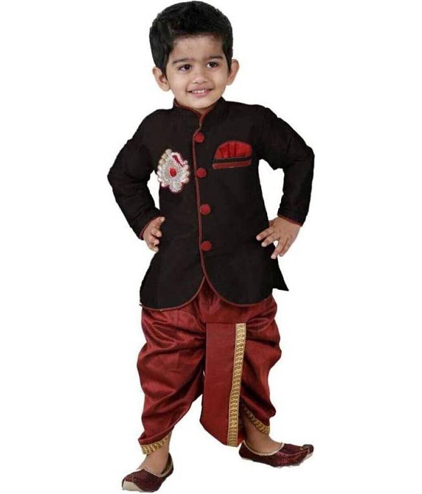 hrr Boys Silk Black Dhoti Kurta Set ( Pack of 1 ) - Kurtas & Kurta Sets | Buy online on ZillyBuy
