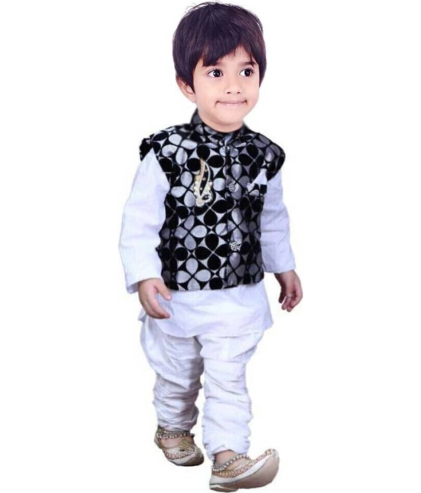 hrr Boys Cotton Blend White Kurta Pyjama Set ( Pack of 1 ) - Kurtas & Kurta Sets | Buy online on ZillyBuy