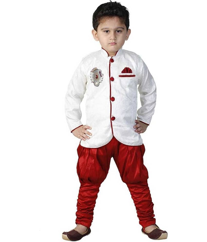 hrr Boys Silk Solid - Pattern Kurta Pyjama Set ( Beige , Pack of 1 ) - Kurtas & Kurta Sets | Buy online on ZillyBuy