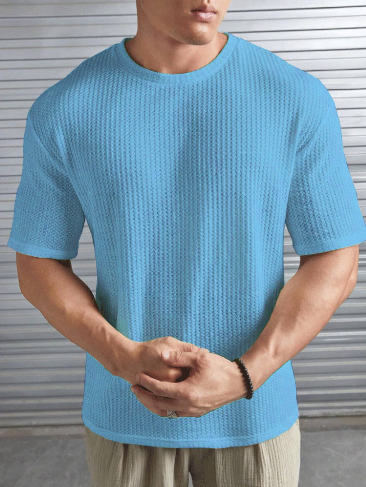     			AIN6 Cotton Blend Regular Fit Self Design Half Sleeves Men's Round T-Shirt - Turquoise ( Pack of 1 )
