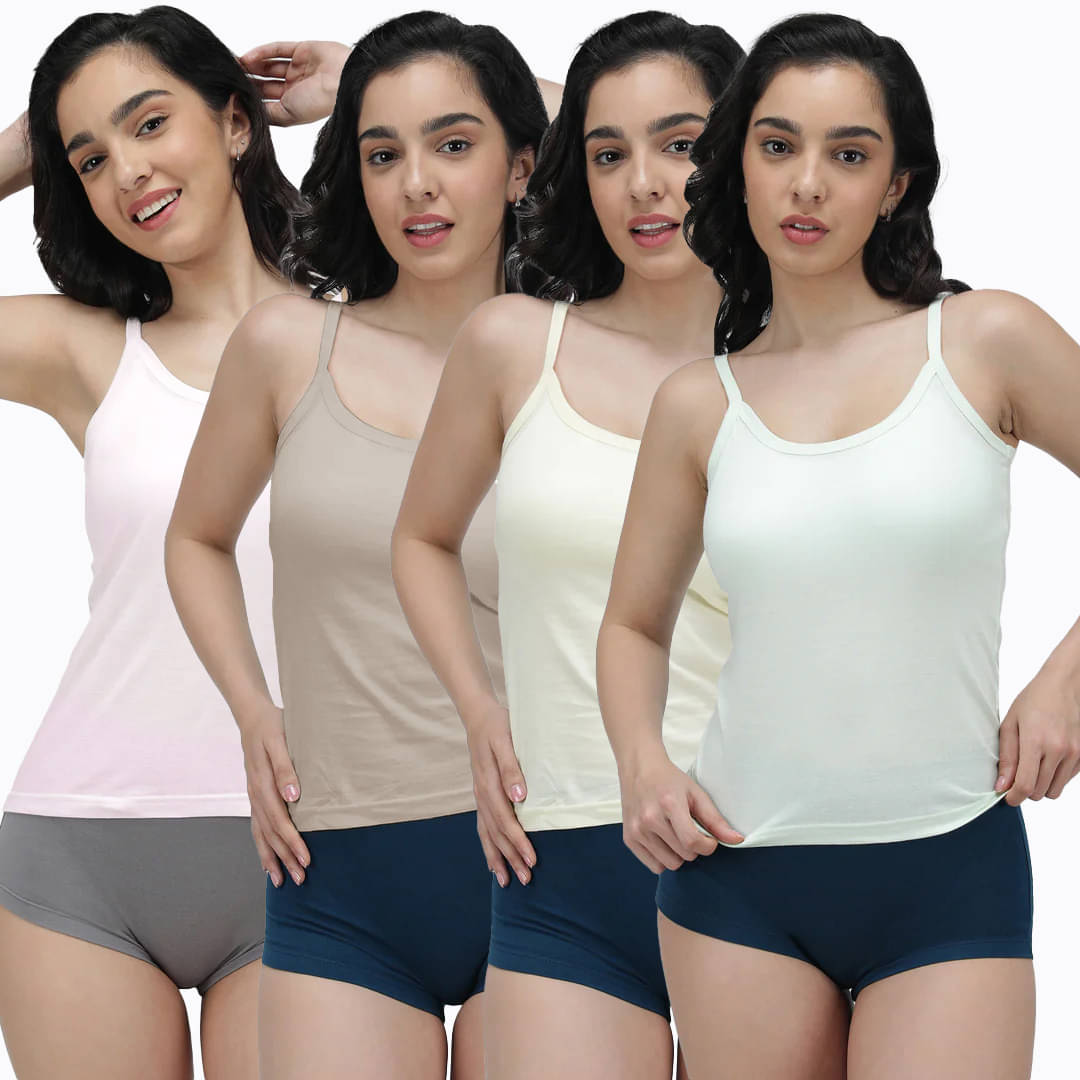 Amul comfy Pack of 10 Cotton Camisoles ( Multicolor ) Amul comfy Pack of 10 Cotton Camisoles ( Multicolor )