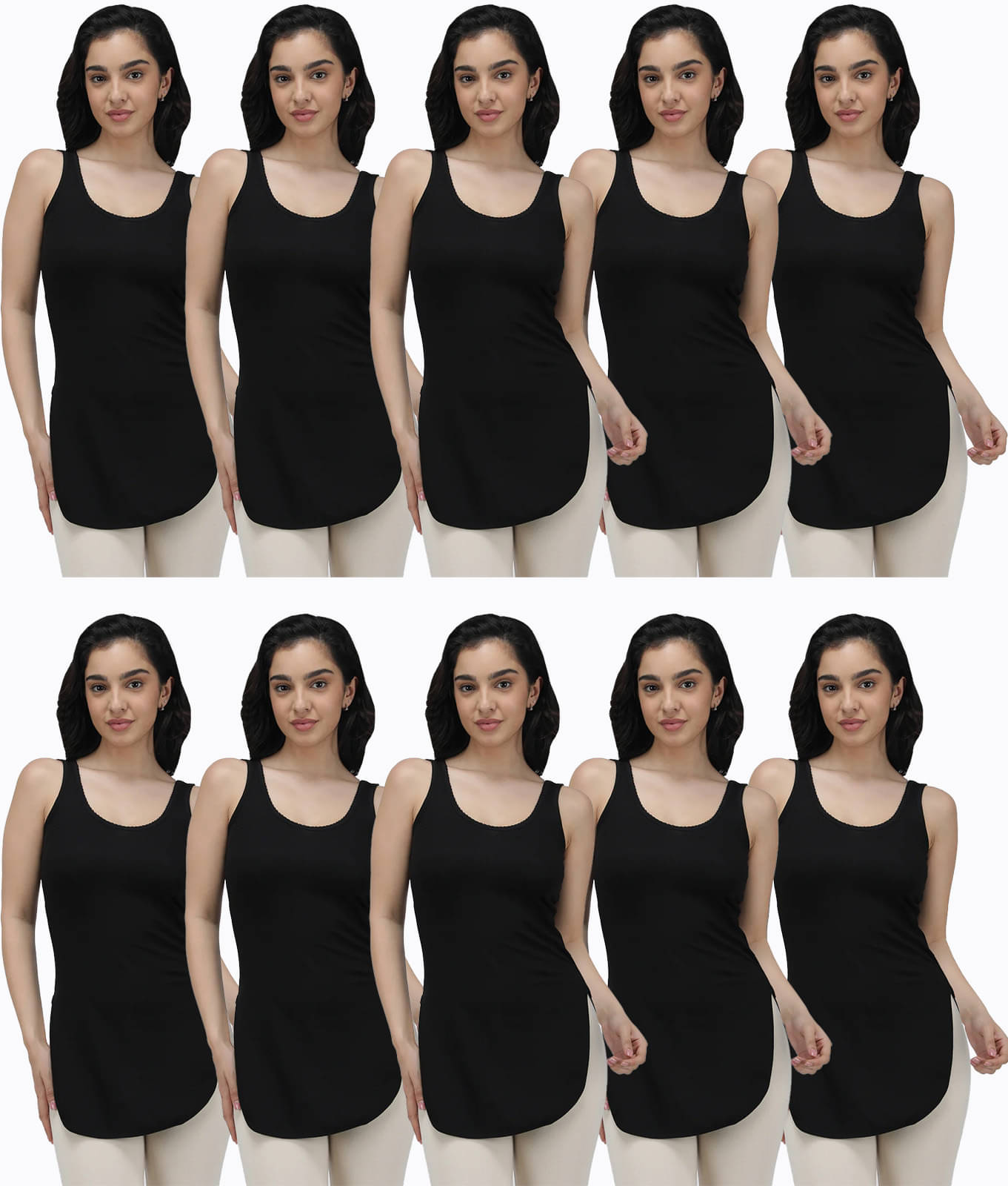 Amul comfy Pack of 10 Cotton Camisoles ( Black ) Amul comfy Pack of 10 Cotton Camisoles ( Black )