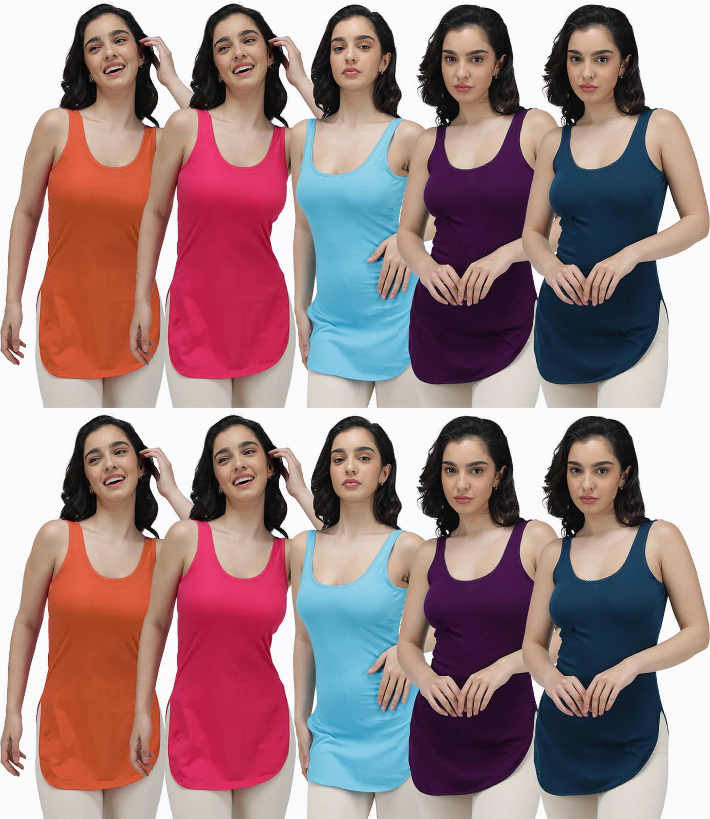 Amul comfy Pack of 10 Cotton Camisoles ( Multicolor ) Amul comfy Pack of 10 Cotton Camisoles ( Multicolor )