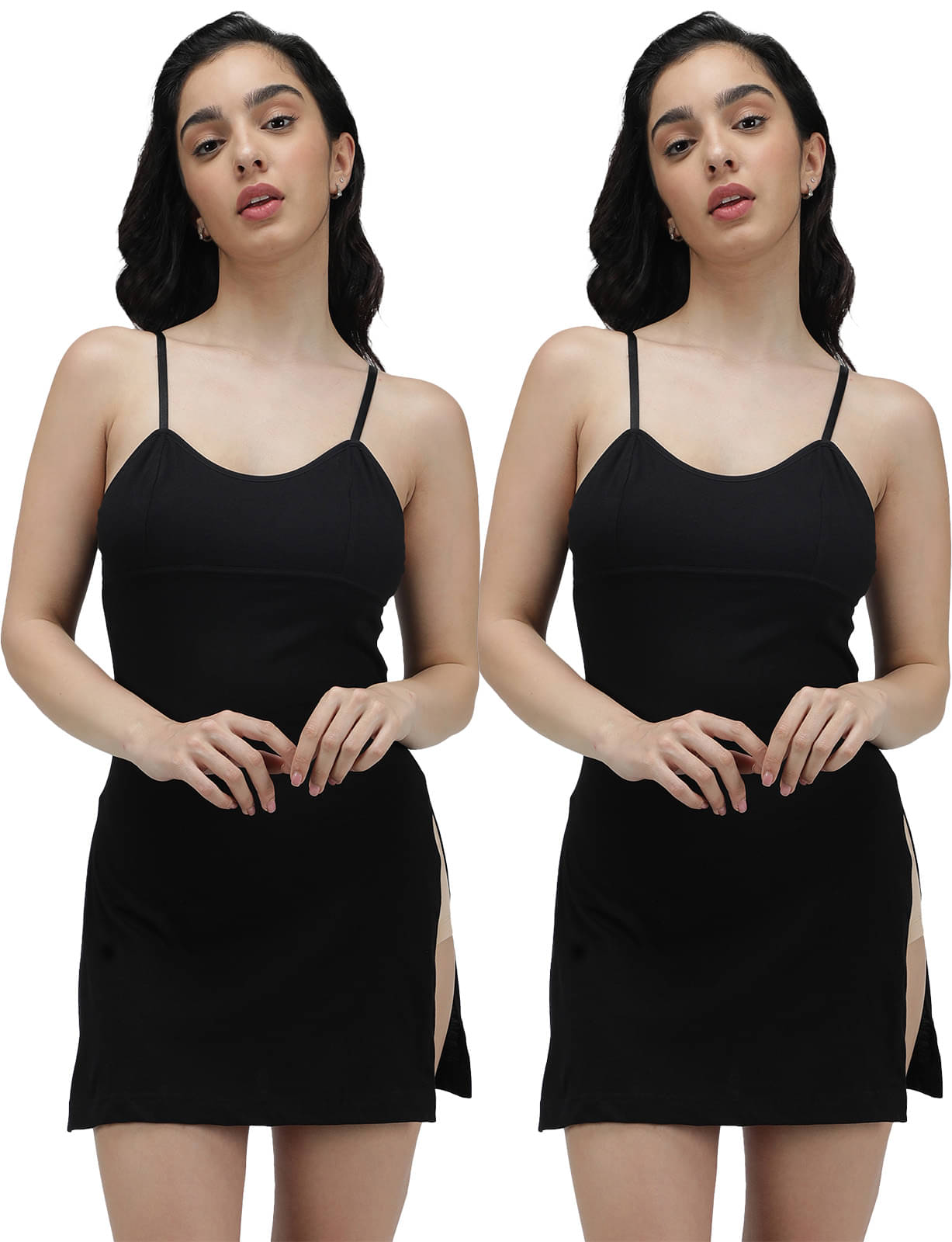 Amul comfy Pack of 2 Cotton Camisoles ( Black ) Amul comfy Pack of 2 Cotton Camisoles ( Black )