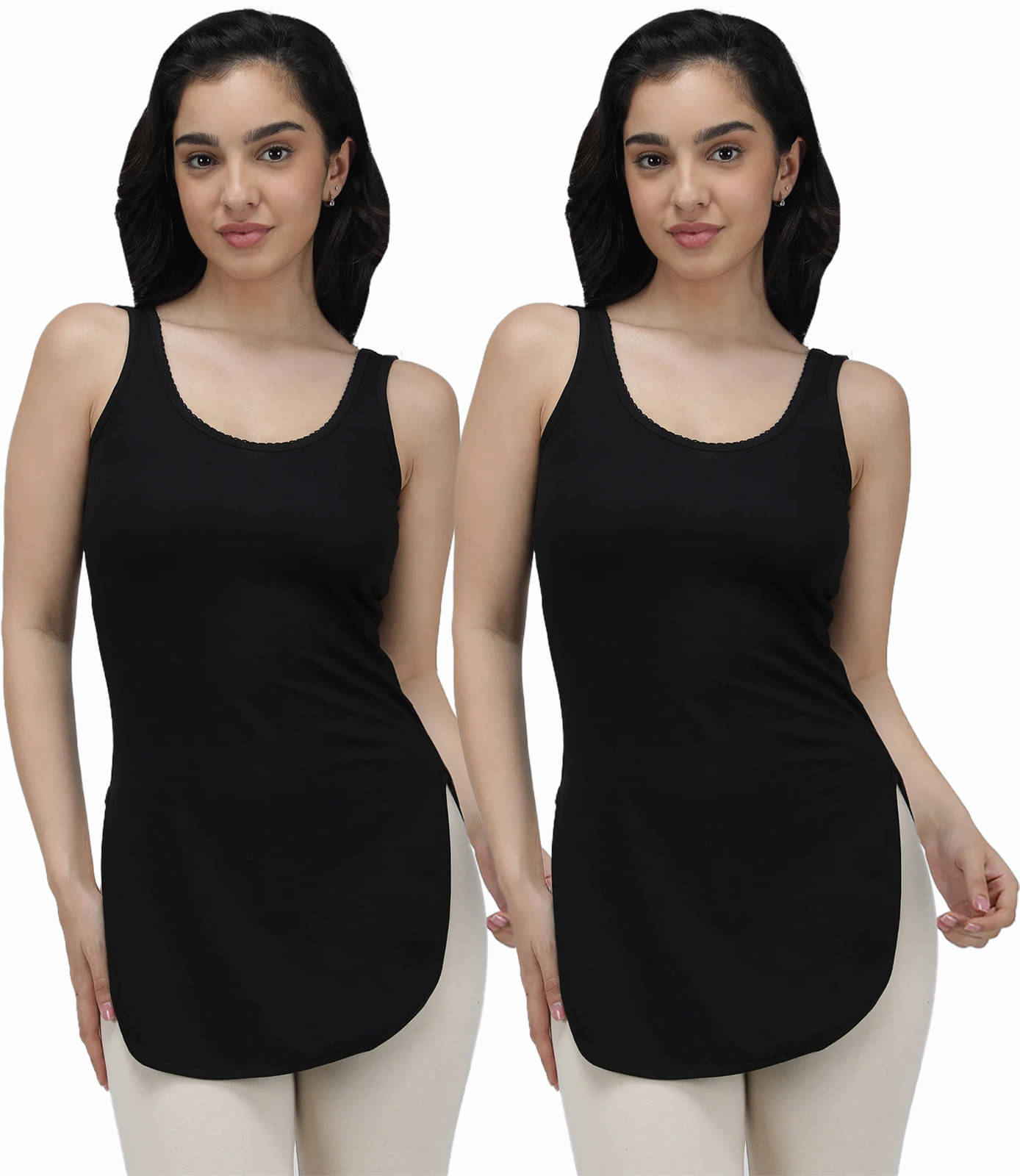Amul comfy Pack of 2 Cotton Camisoles ( Black ) Amul comfy Pack of 2 Cotton Camisoles ( Black )