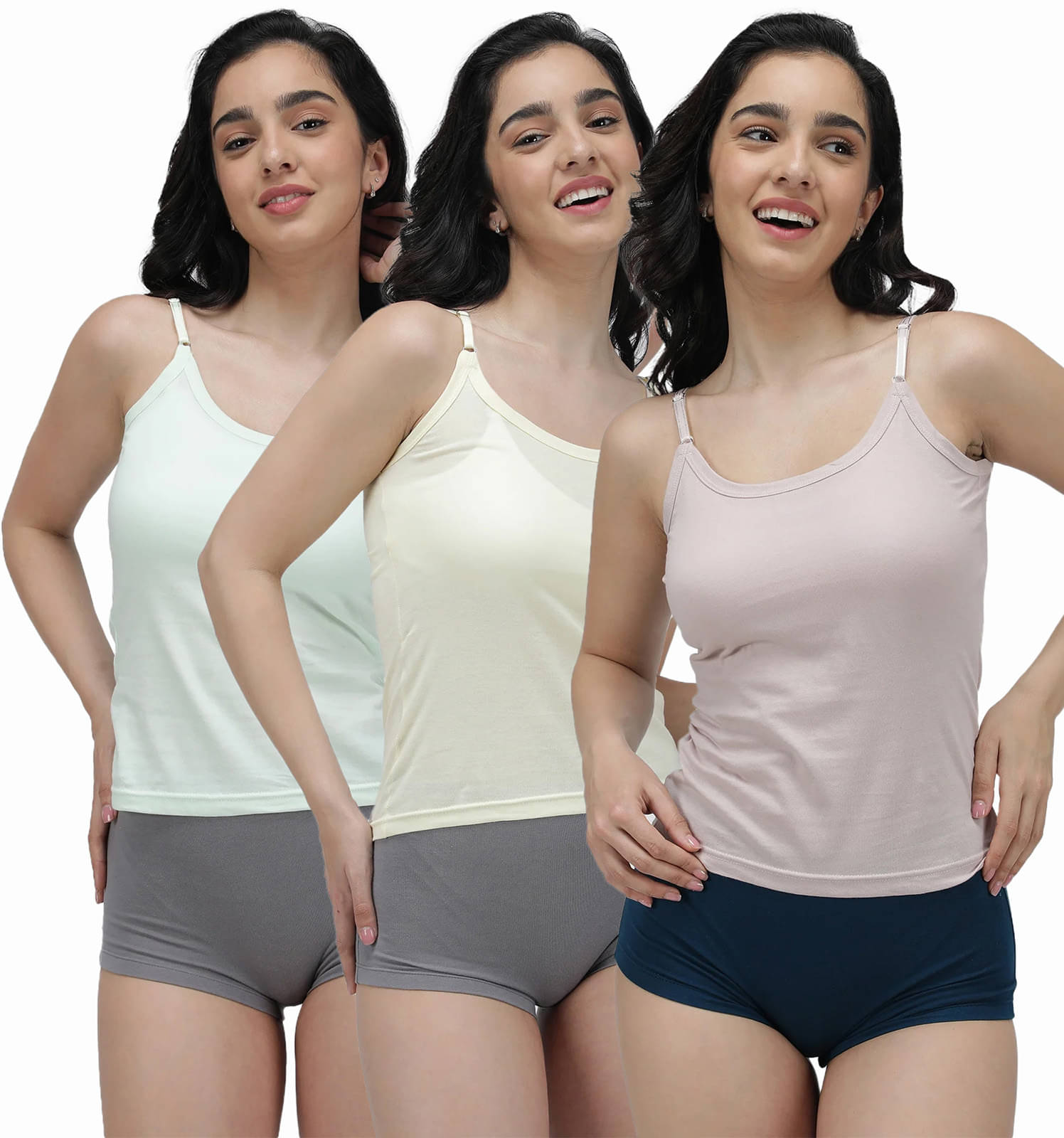 Amul comfy Pack of 3 Cotton Camisoles ( Multicolor ) Amul comfy Pack of 3 Cotton Camisoles ( Multicolor )