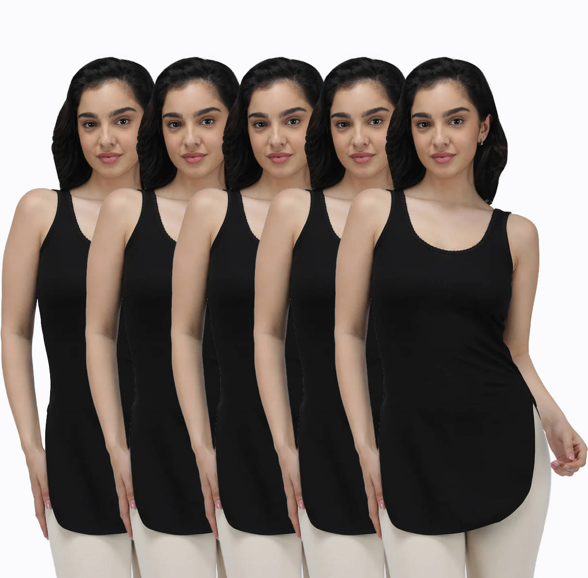 Amul comfy Pack of 5 Cotton Camisoles ( Black )     			Amul comfy Pack of 5 Cotton Camisoles ( Black )