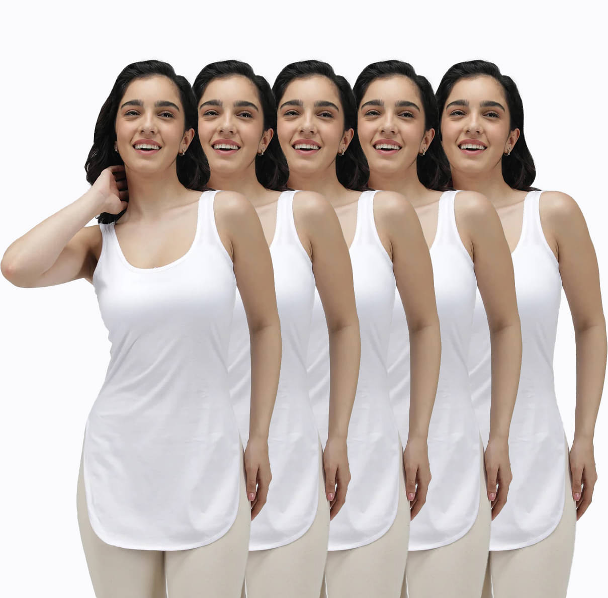 Amul comfy Pack of 5 Cotton Camisoles ( White ) Amul comfy Pack of 5 Cotton Camisoles ( White )