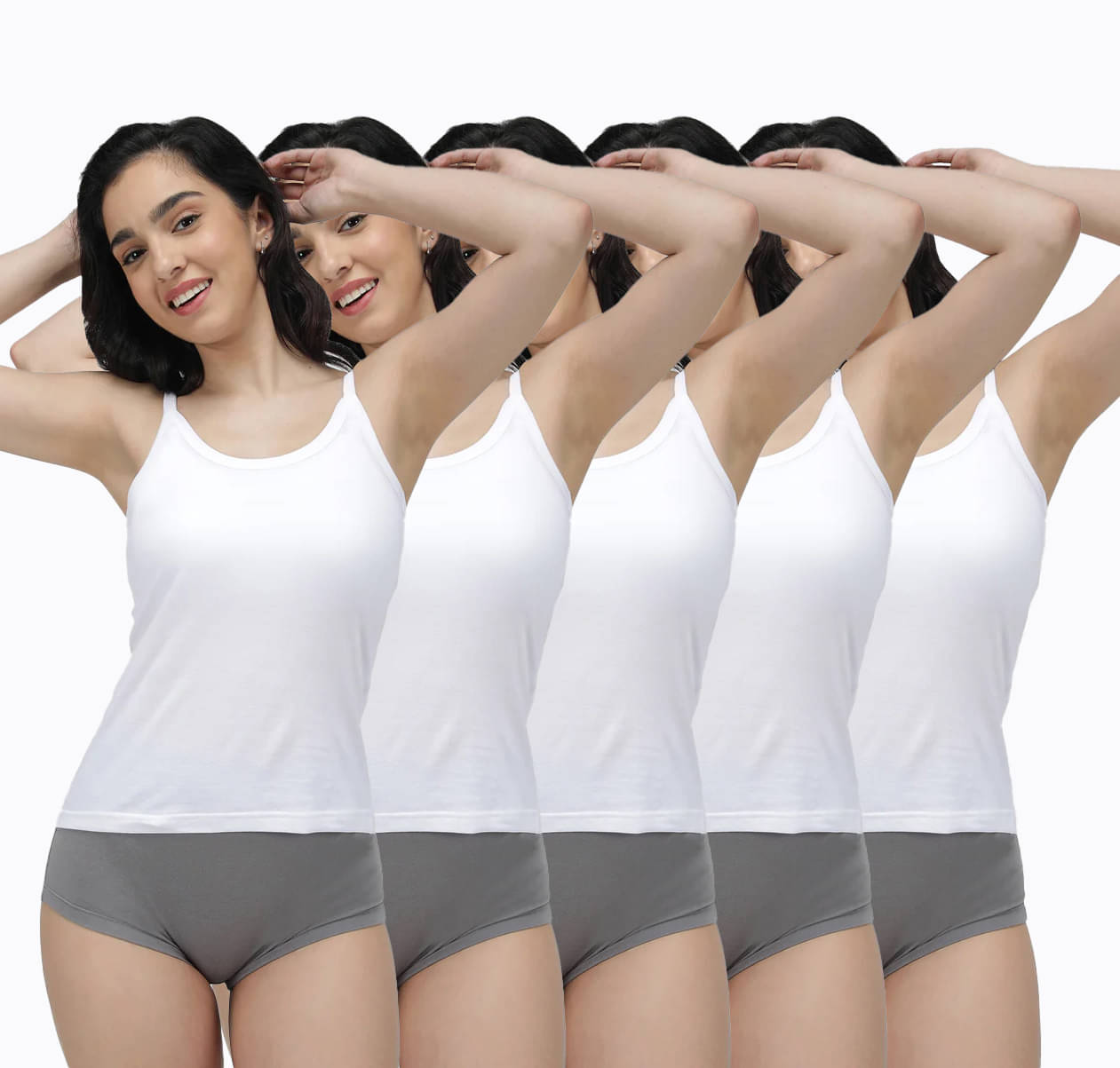 Amul comfy Pack of 5 Cotton Camisoles ( White )     			Amul comfy Pack of 5 Cotton Camisoles ( White )