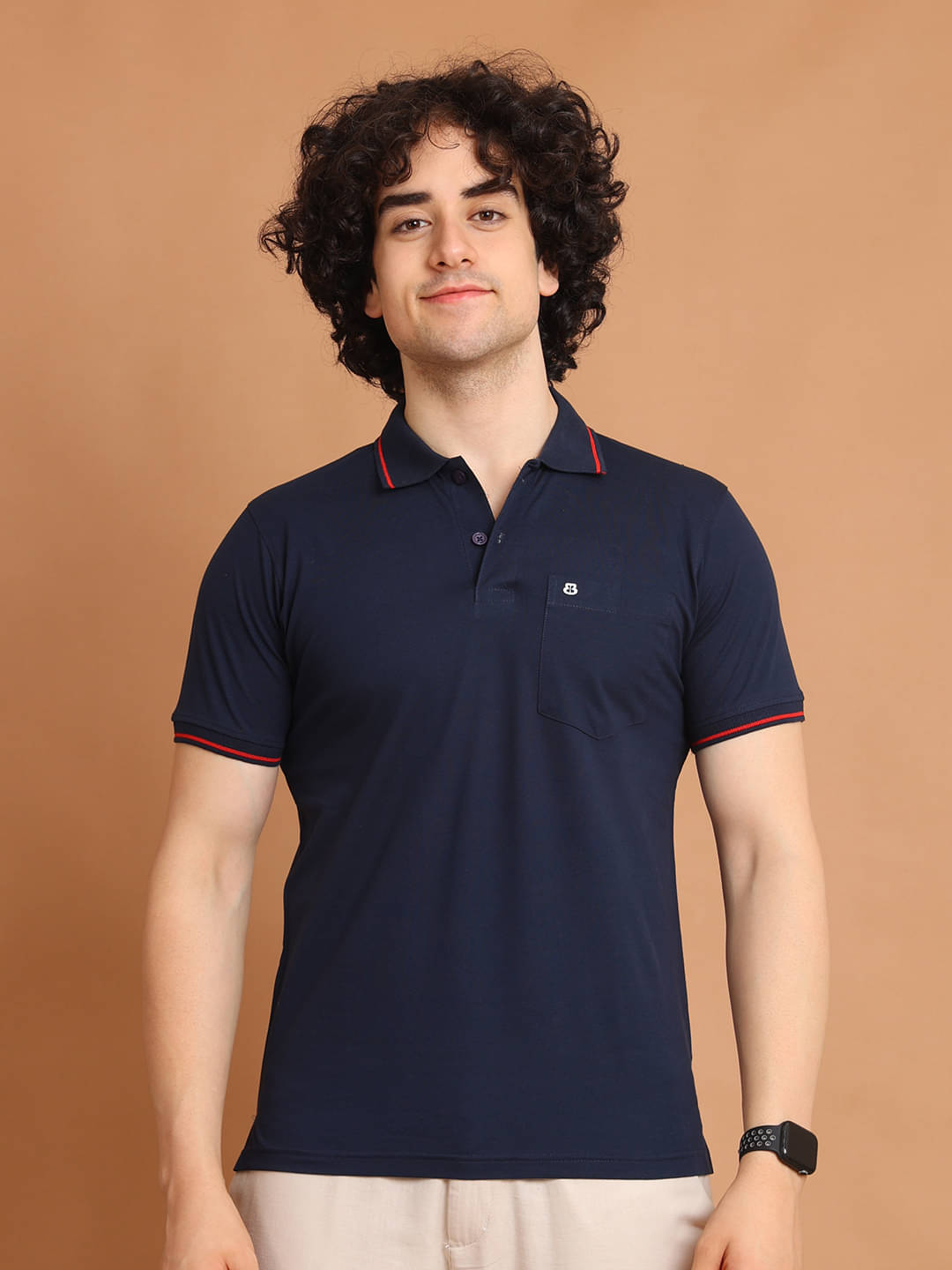     			BERRYBLUES 100% Cotton Regular Fit Solid Half Sleeves Men's V-Neck T-Shirt - Navy ( Pack of 1 )