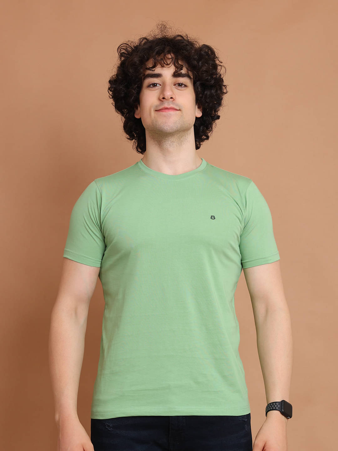 BERRYBLUES 100% Cotton Regular Fit Solid Half Sleeves Men's Round T-Shirt - Green ( Pack of 1 )     			BERRYBLUES 100% Cotton Regular Fit Solid Half Sleeves Men's Round T-Shirt - Green ( Pack of 1 )