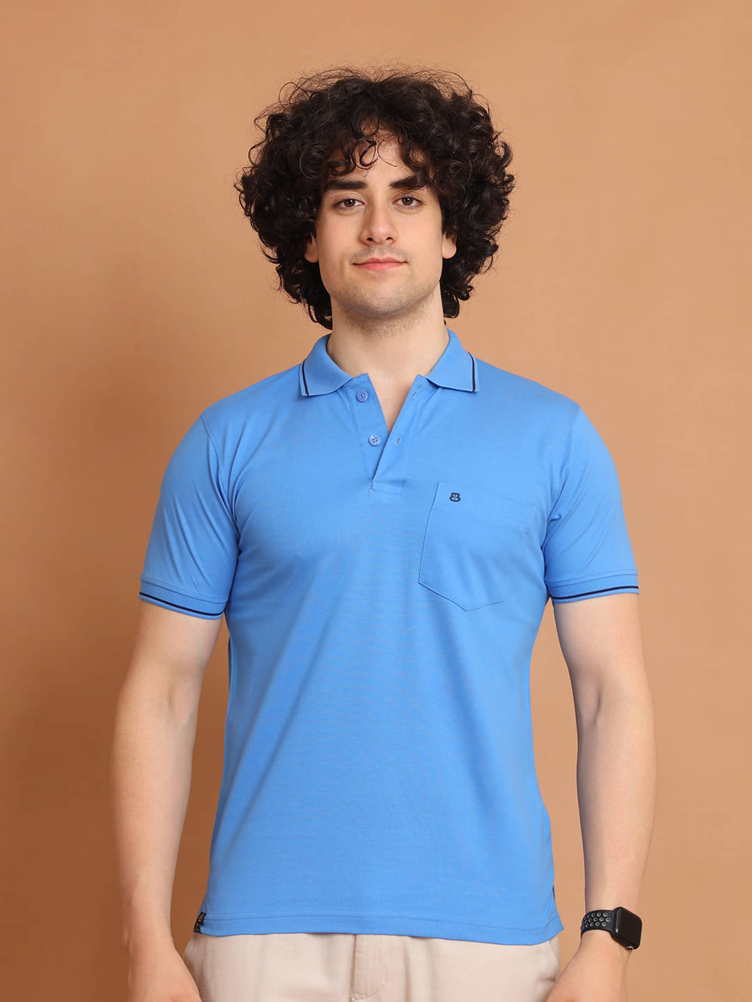     			BERRYBLUES 100% Cotton Regular Fit Solid Half Sleeves Men's V-Neck T-Shirt - Blue ( Pack of 1 )