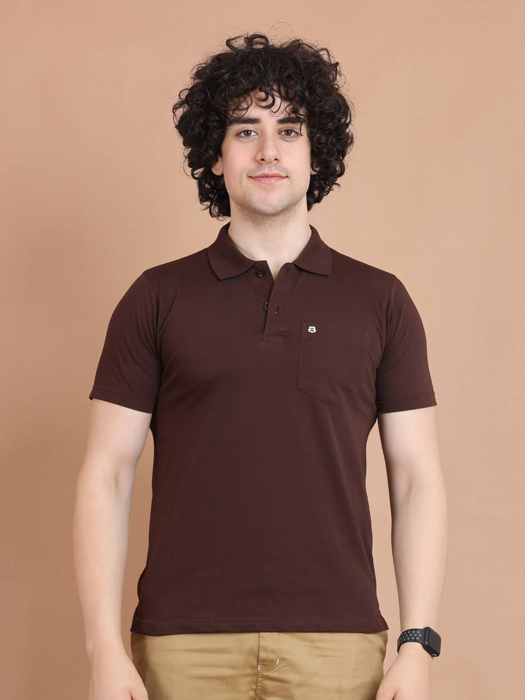     			BERRYBLUES 100% Cotton Regular Fit Solid Half Sleeves Men's V-Neck T-Shirt - Wine ( Pack of 1 )