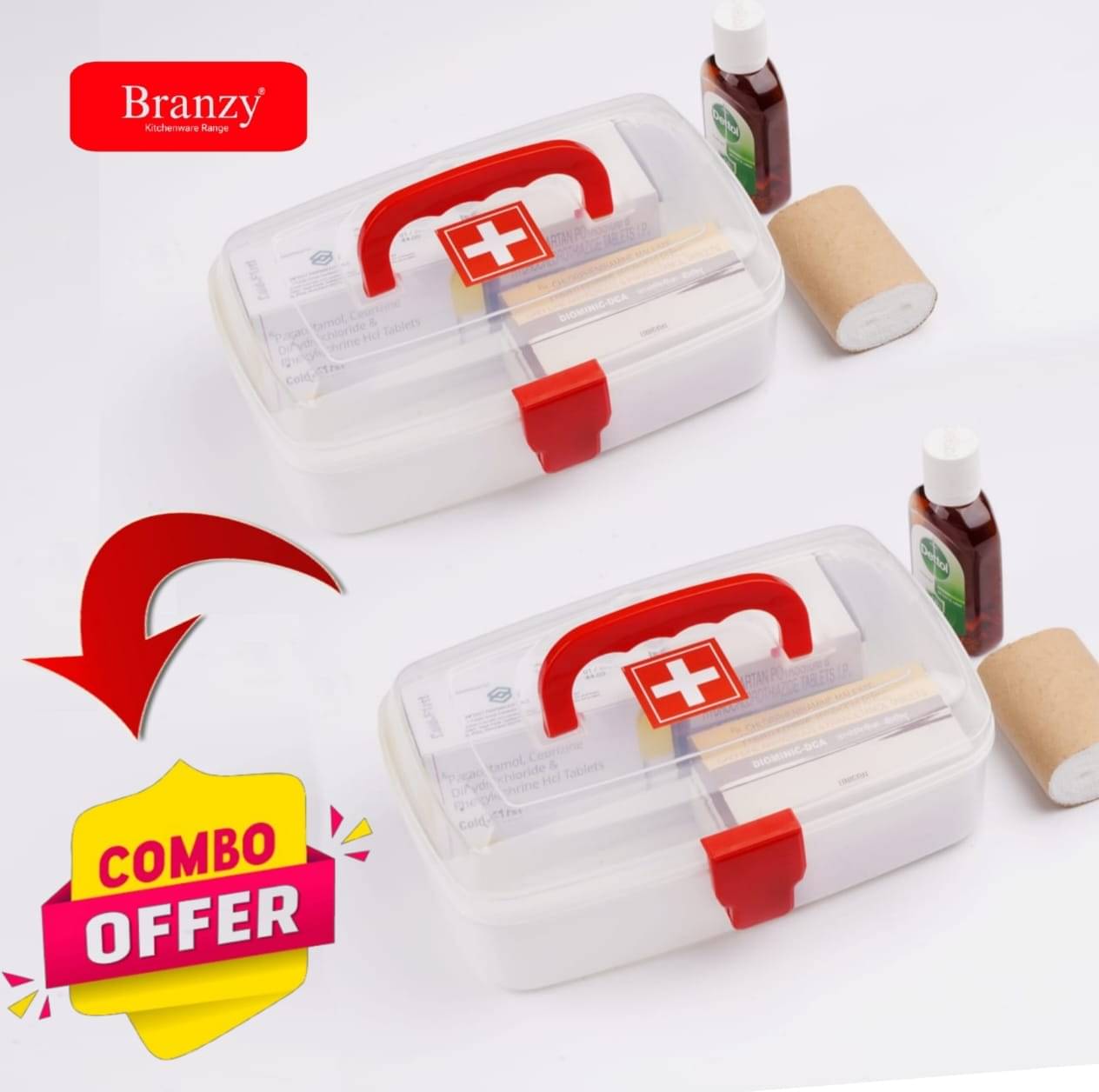     			BRANZY Medical Box Plastic White Multi-Purpose Container ( Set of 1 )