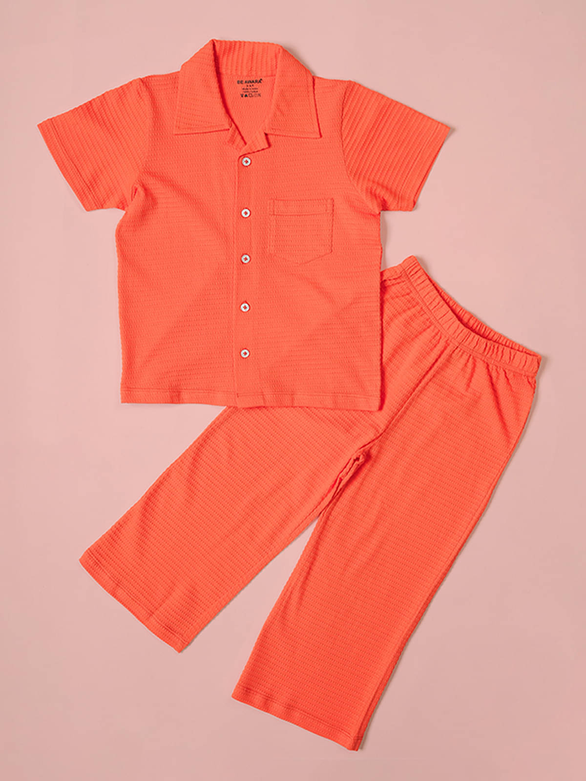     			Be Awara Pack of 1 Baby Boys Cotton Shirt & Pants Set ( Orange )