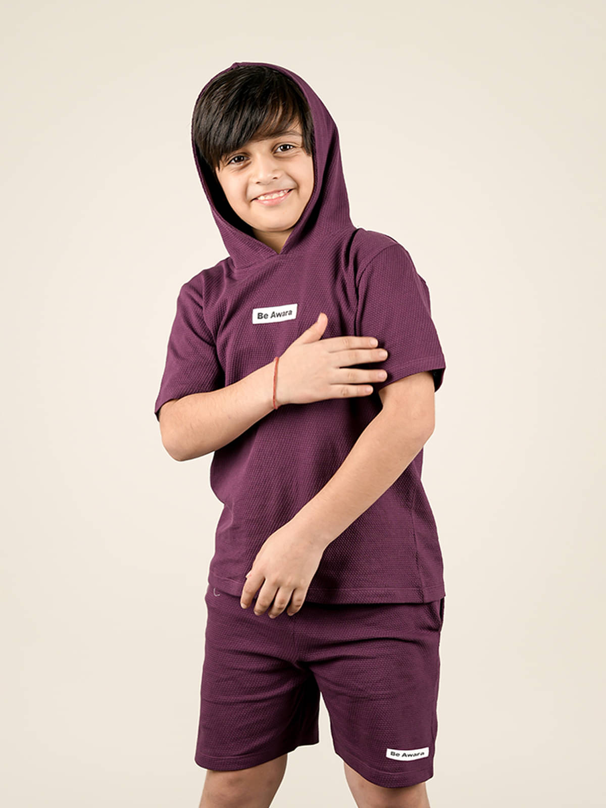     			Be Awara Pack of 1 Boys Cotton T-Shirt & Shorts Set ( Purple )
